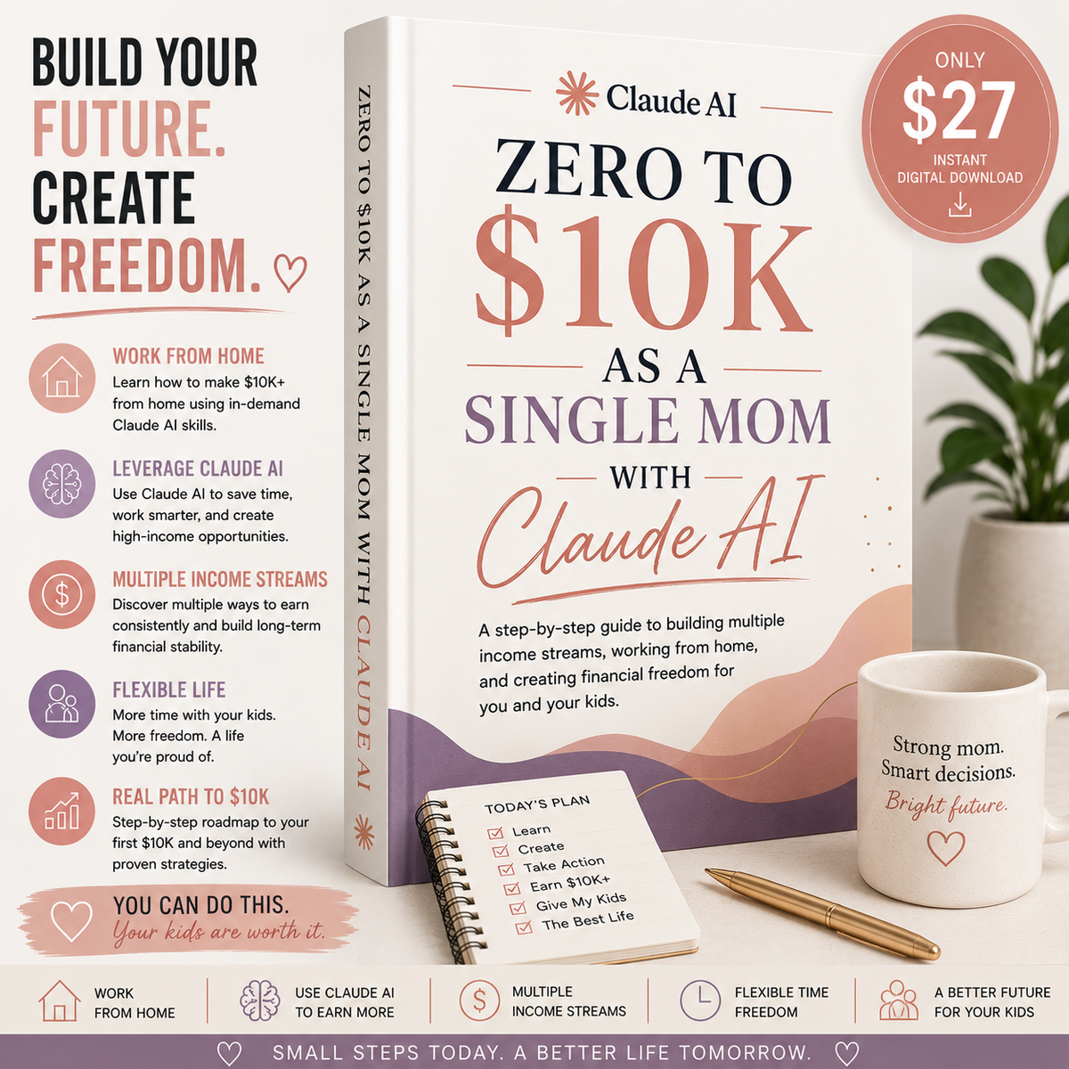 Zero to $10K As A Single Mom With Claude AI book cover